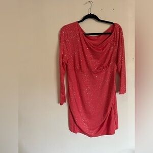 shein curve | hot pink asymmetrical neck dress